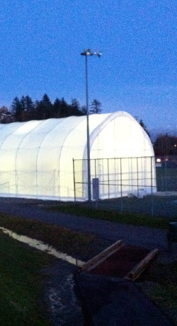 greenhouse poly cover night view